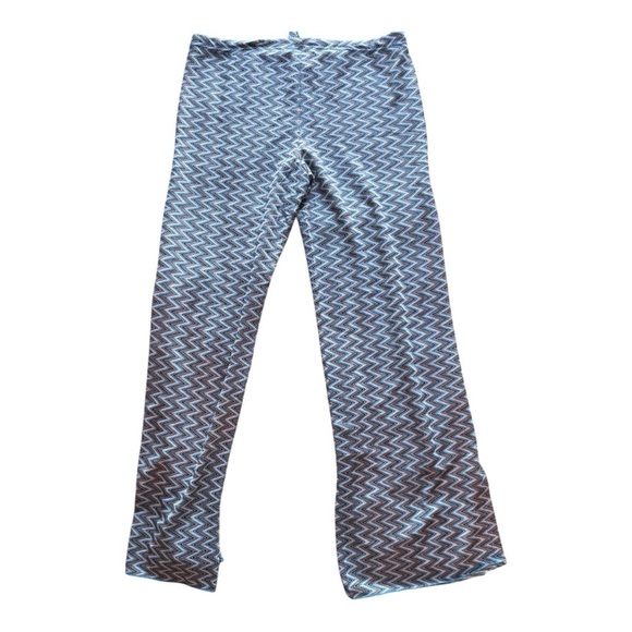 BECCA Blue Jacquard Crochet Beach Pants Size M Drawstring Wide Leg Slit - Picture 3 of 7